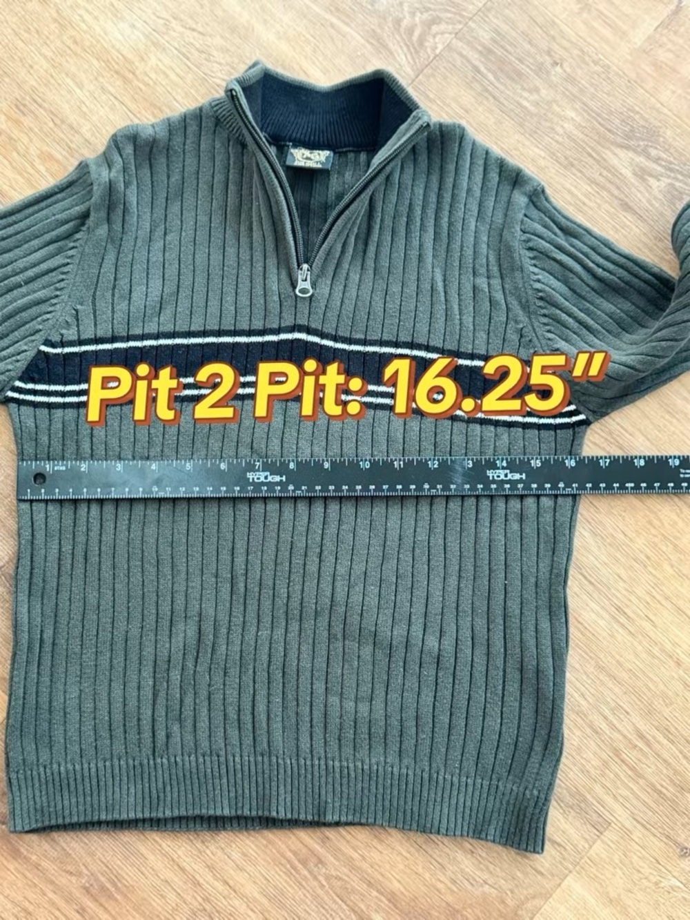 Vtg XG Xtreme Gear Boys S Sweater 1/4 Zip Ribbed Green Blue Stripe Y2K Skater - Picture 10 of 11